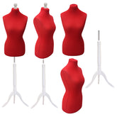 Display Guru Female Uk Size 8/10 Dressmakers Tailors Dummy Mannequin, Red Torso Bust With White Wood Tripod Stand